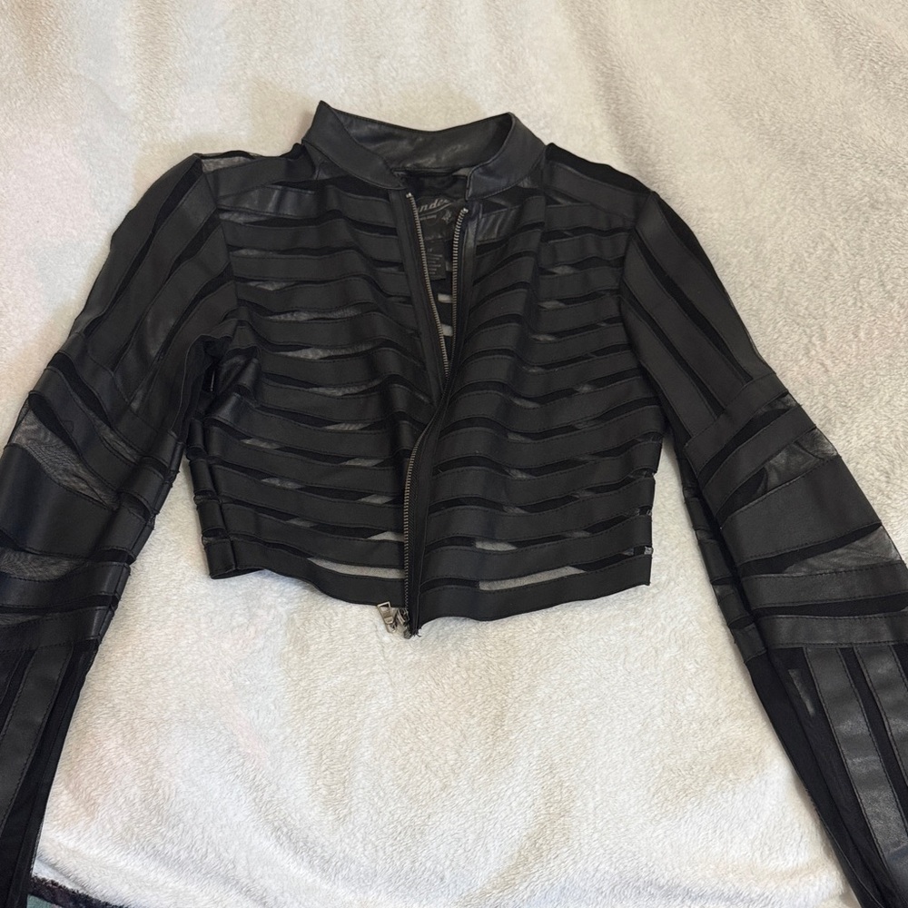 Mandee Black Sheer Striped Jacket